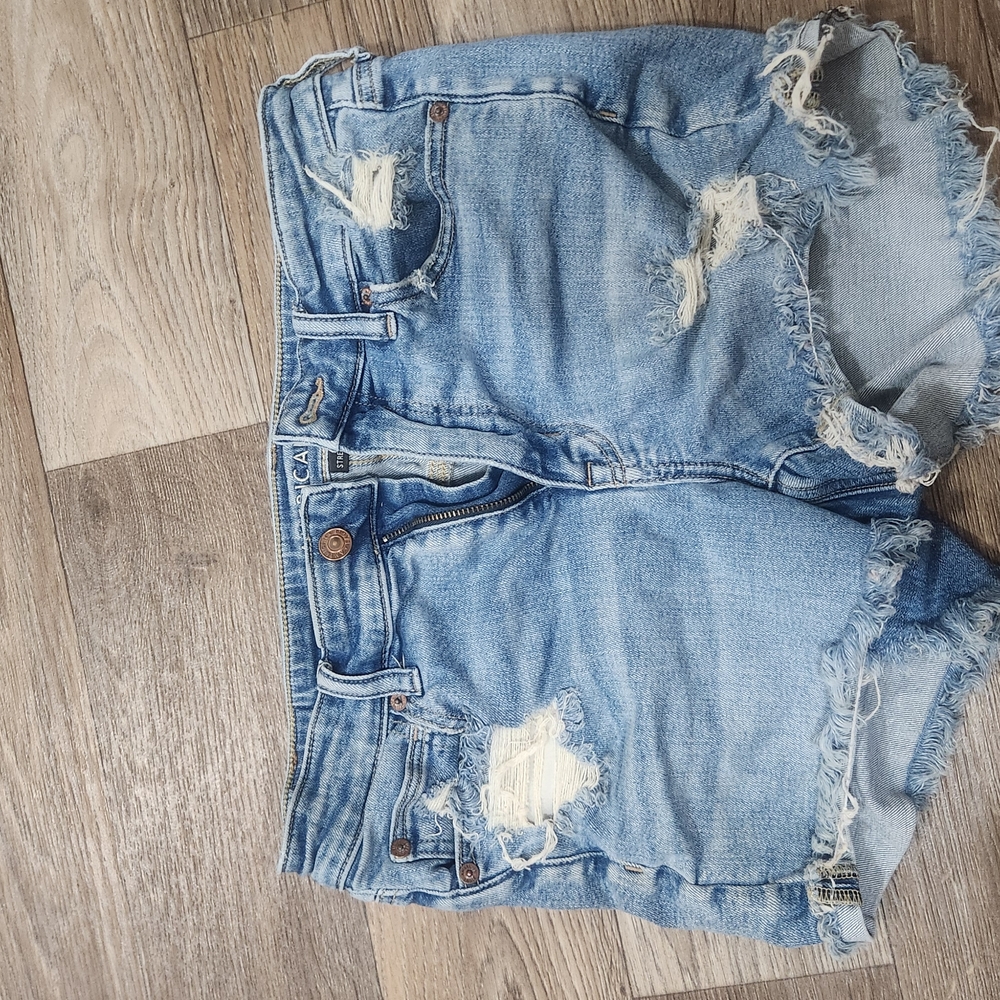 American Eagle Blue Distressed Jean Shorts